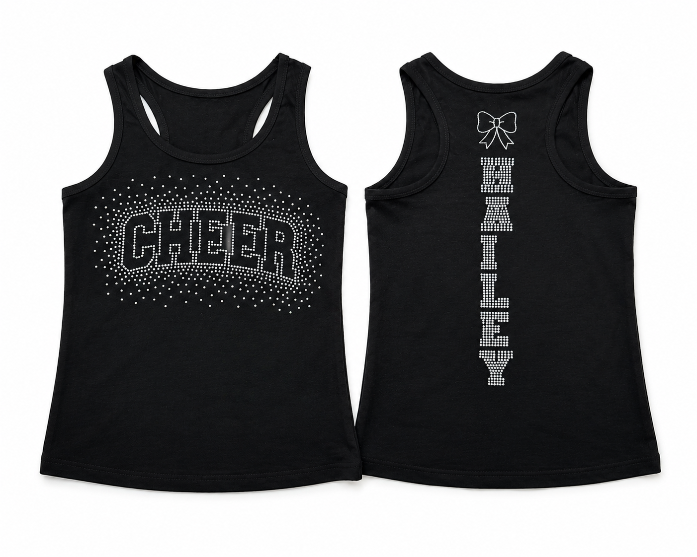 Custom rhinestone cheer tank top